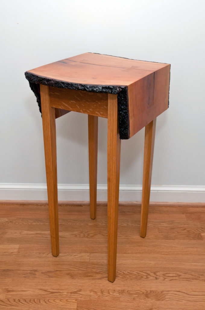 Waterfall, Live Edge Cherry Table with White Oak legs